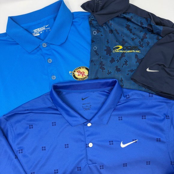 Nike Other - Nike Golf Dri Fit Lot of 3 Men's XL Blue Polo Shirt Performance Golf